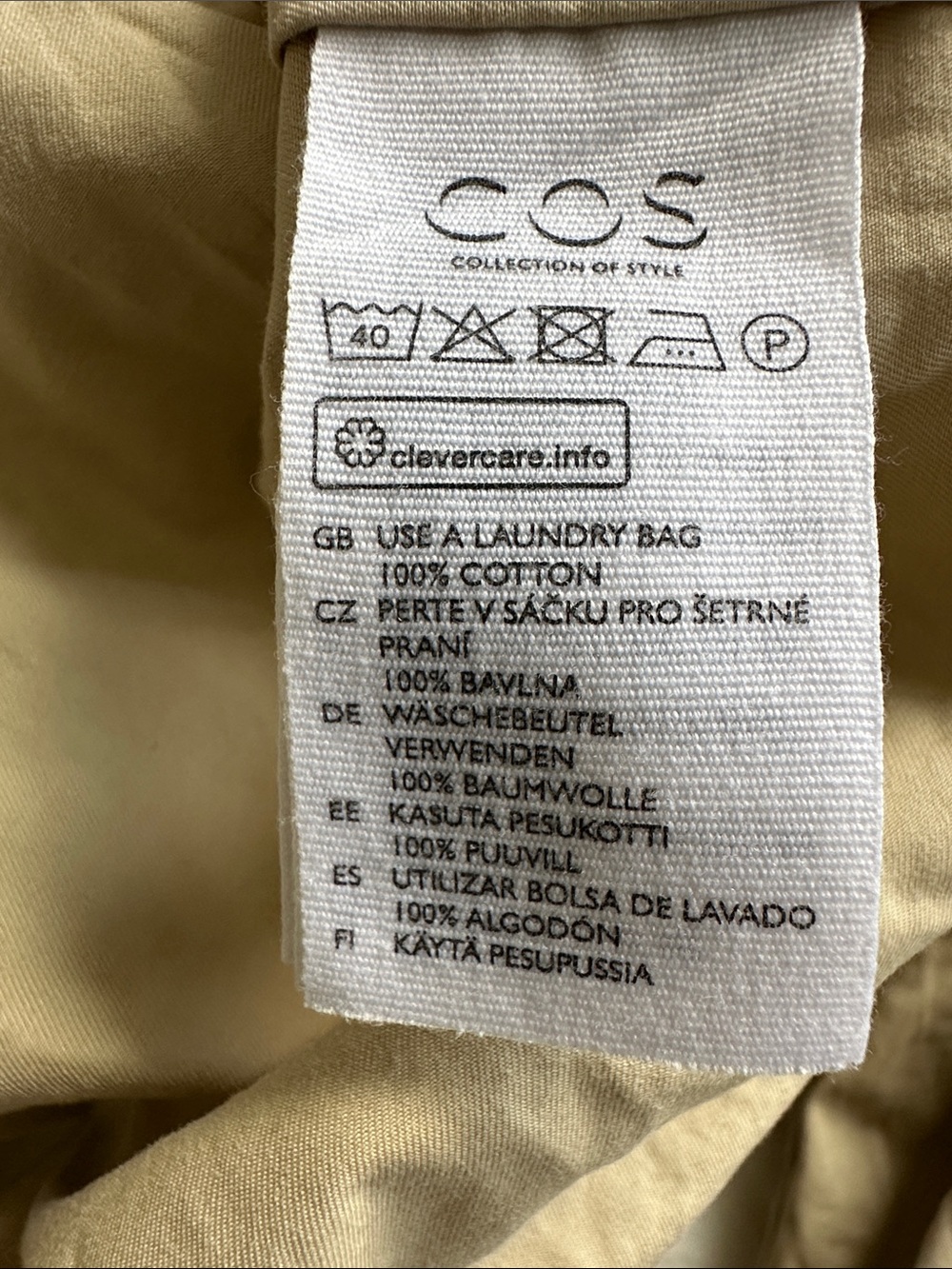 X—COS Beige Tie-Waist Midi Dress with Subtle Puff Sleeve Size M-L - Picture 3 of 16